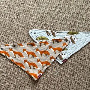 Milkbarn Orange Fox and Animal Print Bibs